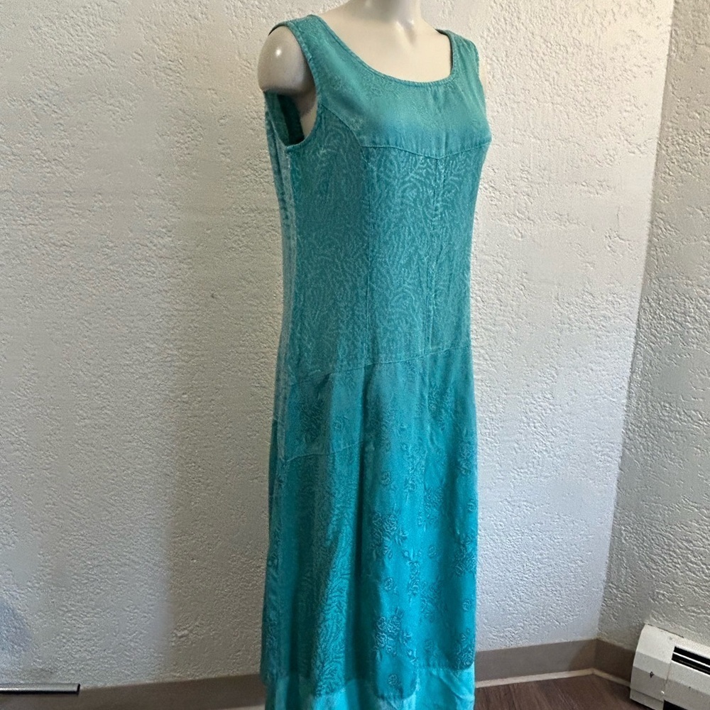 Citron Santa Monica MED 100% rayon mint turquoise cottagecore Dress - Picture 5 of 11